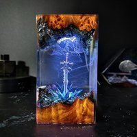 Master Sword Landscape Organism Resin Light Creactive Art Decoration Table Lamp Magic Sword Colorful Night Light USB Charge