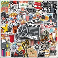 50Pcs Vintage Movie Projector Stickers Classic Movie Theme Waterproof Decals for Laptop Water Bottle Scrapbook Vinyl