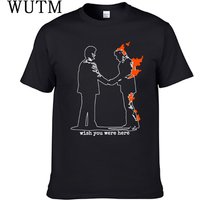 Pink Wish You Were Here Floyds T Shirt 100% Cotton Men Shirt