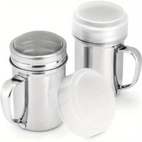 2 pcs/pack Powdered Sugar Shaker Duster with Handle, Cinnamon Shaker Flour Sifter, 7oz Stainless Steel Fine Mesh Dredges Shakers