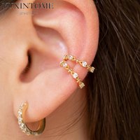 2026 1PC Gold Plated Clip Earrings for Women CZ Zircon Fake Piercing Ear Cuff Women's Tassel Earrings Fashion Jewelry Wholesale