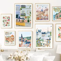 Abstract Landscape City Travel Print Fruit Illustration Poster Wall Art Canvas Painting Wall Pictures For Living Room Home De