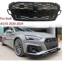 For Audi A5 S5 Grill Racing Grills 2020 2021 2022 2023 2024 Black Honeycomb Hood Front Bumper Mesh Cover Plate Car Accessories