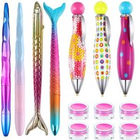 5D Diamond Art Pen Set with Ergonomic Tip Diamond Painting Pen for round & Square Stones Includes 7 Pens And 6 Waxes Storage Box
