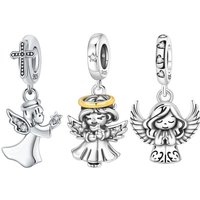 MISEFF S925 Sterling Silver Charm Religious Symbols Angel Cross Jesus Pendant For Original Bracelet DIY Jewelry Making Gift