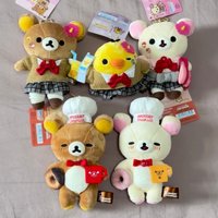 NEW Relax Bear Chef Plushes doll pendant Japanese school shining uniform Korila kuma dessert Bear plush toy bag Charm Key Ring