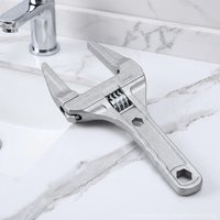 8 Inch Adjustable Bathroom Wrench 16-68mm Opening Aluminum Alloy Short Handle Extended Jaw Plumber Repair Tool
