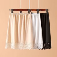 Anti-glare Anti-Penetrating Underskirt Lace Pure Color Basic Underskirt Women Thin Ice Silk Modal Female Half Length Skirt