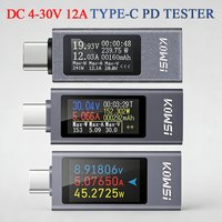 Type-C Power Meter Tester Digital Voltmeter Ammeter DC 4-30V 12A Voltage Current Meter for Charger Power Bank Capacity Detector