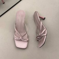 2026 Summer Luxury Solid Color Designer Women's Sandals Sexy Open Toe High Heels Elegant Slip-on Party Dress Slippers Plus Size
