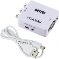 Mini VGA to AV RCA Audio Converter VGA2AV/CVBS Adapter with 3.5mm for PC to TV HD Computer to TV VGA to AV Converter