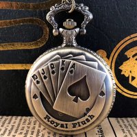 Vintage bronze poker cartoon quartz pocket watch the best gift for children men and women