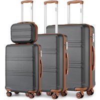KONO 12+20+24+28 Inch 4-Piece Luggage Set, ABS Hard Shell Suitcases with Silent Spinner Wheels & TSA Lock, Waterproof, Scratch & Pressure Resistant, Stackable Large-Capacity Travel Luggage for Men &
