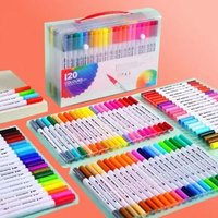 36/48/60/80/120 Colors Double Ended Markers Fine Broad Tip Art Supplies Drawing Brush Pen Set For Office School Birthday Gift