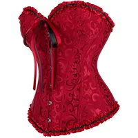 Women Corsets Top Floral Bustiers Lace Up Boned Corset Vintage Corselet Sexy Gothic Bustier Satin Korsett Rave Costume Plus Size