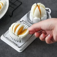 2-in-1 Multifunctional Egg Cutter with PP Base Stainless Steel Wire Pull Kitchen Accessory for Hanging High-Quality Cooking Tool