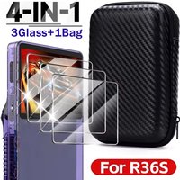 4 IN 1 Storage Case Game Console Travel Carrying Bag Screen Protectors Tempered Glass Film for R36S R36MAX K36 Accessories