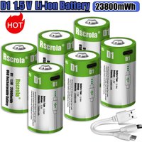 1.5V 23800mWh USB Rechargeable D Size Battery LR20 D Cell Lithium Battery for Gas Cooker Water Heater Flashlight Radios