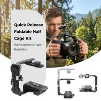 CAMVATE Foldable Half Cage Kit with Manfrotto-Type Baseplate Adjusts 3.1 to 6.1" in Height Universal For Sony Canon Cage