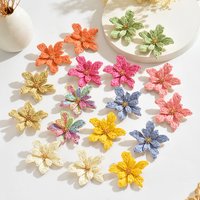 Boho Handmade Delicate Irregular Raffia Flower Earrings for Women Trendy Unique Design Floral Earrings Summer Beach Jewelry Gift