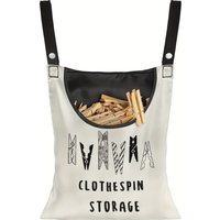 Clothespin Storage Bag with A Large Round Opening Reusable Clips Holder Canvas Laundry Clothes Hanging Organizer for Clothesline