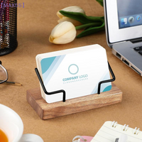【MAX-55】1Pcs Wooden Business Card Display Stand Wood Business Card Holder For Desk Postcard Holder Office Home Accessories