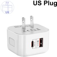 20W PD Fast Charging Wall Plug Dual USB C USB A Port Power Charger Adapter With EU US UK Plug For iPhone Series Samsung Phones