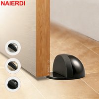 NAIERDI 2 Pieces Hidden Door Holder Zinc Alloy Rubber Door Stopper Self Adhesive Half Dome Floor Gate Stopper Door Hardware