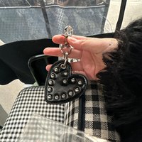 Fashionable Mushroom Decorative Keychain Punk Style Heart Shape Backpack Accessory Trendy Personalized Key Holder Pendant
