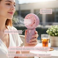 Diamond Handheld Fan Portable Rhinestone Mini Fan 3-Speed Personal Hand Face Fan for Beach,Travel,Outdoor Activities