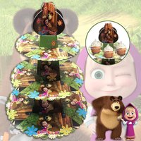 Masha and The Bear Children's Birthday Party Party Supplies Cake Stand Small Cake Decoration Dessert Stand Table Decoration