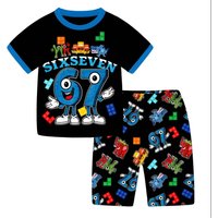 Boys Italian Brainrot 2pcs Pyjamas Set Clothes Tracksuit Kids Summer Short Sleeve Pajamas Meme Girls Six Seven Tshirt Pjs Set