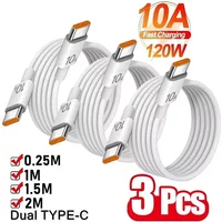 10A Cable 120W Super Fast Charging Type C To C Cable Highspeed Data Transfer For iPhone Samsung Xiaomi 17 Charger Cable 1/3Pcs