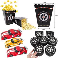 Wheel Race Car Popcorn Box Race Car Birthday Party Decoration Candy Boxes Racing Theme Dinnerware Boys Birthday Party Supplies