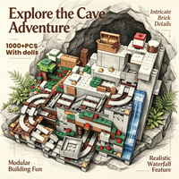 New DIY Castle Adventure Building Blocks Set with Animals Mine Cart Track Waterfall Trees STEM Toy for Kid Birthday Gift 1000pcs