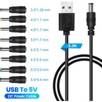 USB To 5V DC Power Cable USB A to DC Boost Cable With Adapters USB to DC Jack Connector Power Supply Adapter For Wifi Router Fan
