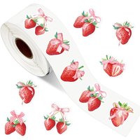 500pcs Strawberry Bow Thank You Round Stickers For Handmade Crafts&Baking Labels,Small Business Events & Party Decoration