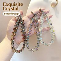 Shiny Faceted Crystal Phone Chain, Multi-color Beaded Charm, Luxury Anti-lost Wrist Strap for Phone Bag Keychain