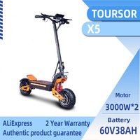 Adult Electric Scooter 6000W Motor 60V 38AH Folding TOURSOR X5 11-Inch Tires Urban Use Electric Scooter