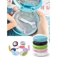 Denture Storage Box Braces Orthodontic Retainer Case False Teteh Aligner Mouth Guard Container Magnetic Travel Oral Care Mirror