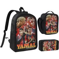 L-Lamine Y-Yamal 3pecs/set Backpack for Student Football Soccer Laptop Shoulder Bag Lunch bag Pencil Case