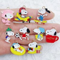 10pcs Cartoon Cute Dog Alloy Drip Oil Pendant DIY Earrings Necklace Handmade Pendant Accessories