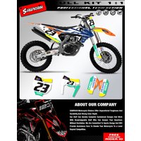 AliExpress MCHMFG Sawrain Motorcycle Sticker Pit Dirt Bike Protection Sticker Custom Number Graphics Decal Kit For KTM SXF 2016-2018 EXC 2017-2019