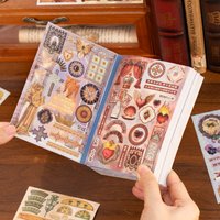 30 Pcs Vintage European Style Die-Cut Sticker Book - Crown & Dessert Designs Glitter Matte Finish School Stationery Supplies