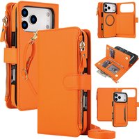Crossbody Long Lanyard Cards Solt Wallet Flip Leather Case for iPhone 17 Pro Max 16 15 14 13 12 11 Shockproof For Magsafe Cover