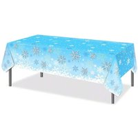 1pcs 130*220cm Thickened PE Environmentally Blue Snowflake Tablecloth for Frozen Birthday Snow Queen Party Decorations Supplies