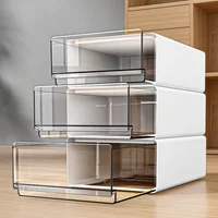 Office Desktop Storage Box Organizer Drawer-style Workstation A4 File Storage Cabinet Transparent Storage Boxes Stackable Rack