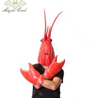 Cosplay Garnelen Hummer Kopfschmuck Tier maske Bühne Leistung Krabben klaue große Zange kreative Latex handschuhe Rollenspiel Requisiten Geschenk
