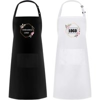 Tabliers noirs unisexes pour hommes et femmes, Design personnalisé, Logo de marque, serveur, cuisine, Restaurant, impression de poche, col suspendu réglable