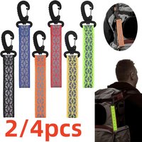 2/4Pcs Reflective Straps Pendant Keychain For Outdoor Camping Night Running Cycling Backpack Safety Lightweight Bright Keyrings